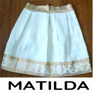 New Matilda Ivory & Gold A-Line Skirt Women's Size Medium